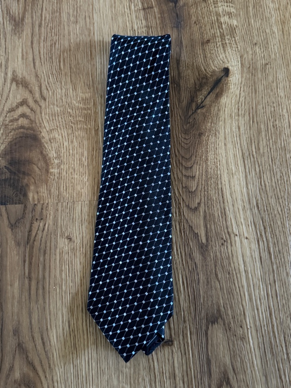 Jones New York Black Tie with White Diamond Grid